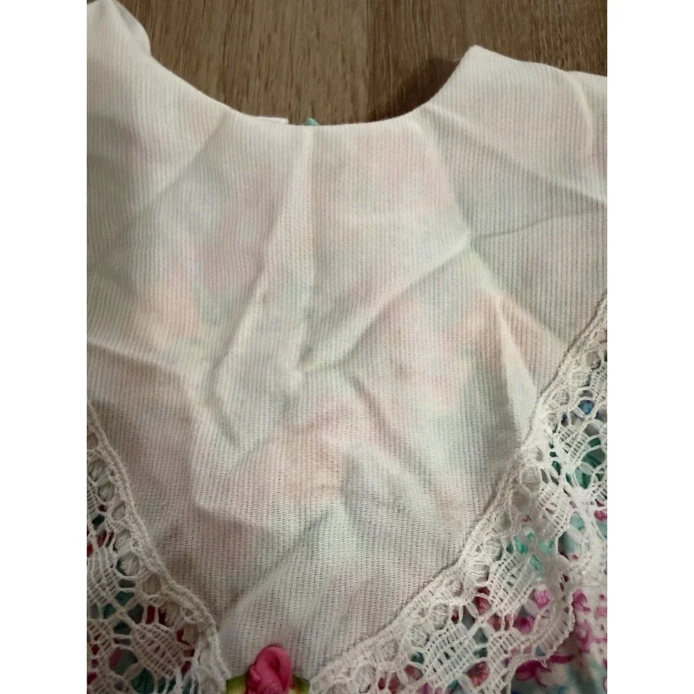 Vintage Sweet Colors Girls Toddler Romper Size 4T Floral White Collar 80s 90s
